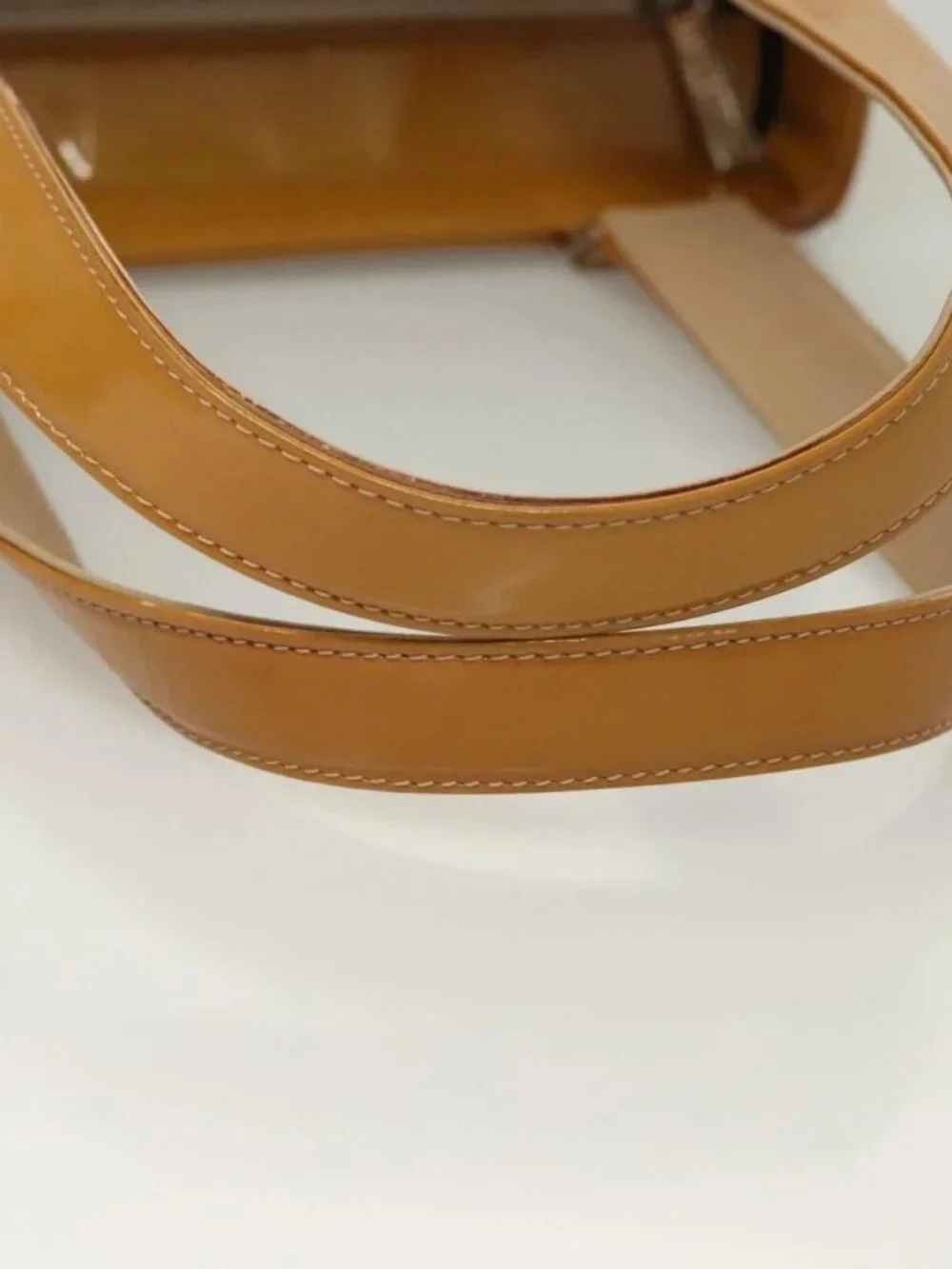 CHANEL Choco Bar Hand Bag Patent Leather Yellow Silver CC Auth mr1387